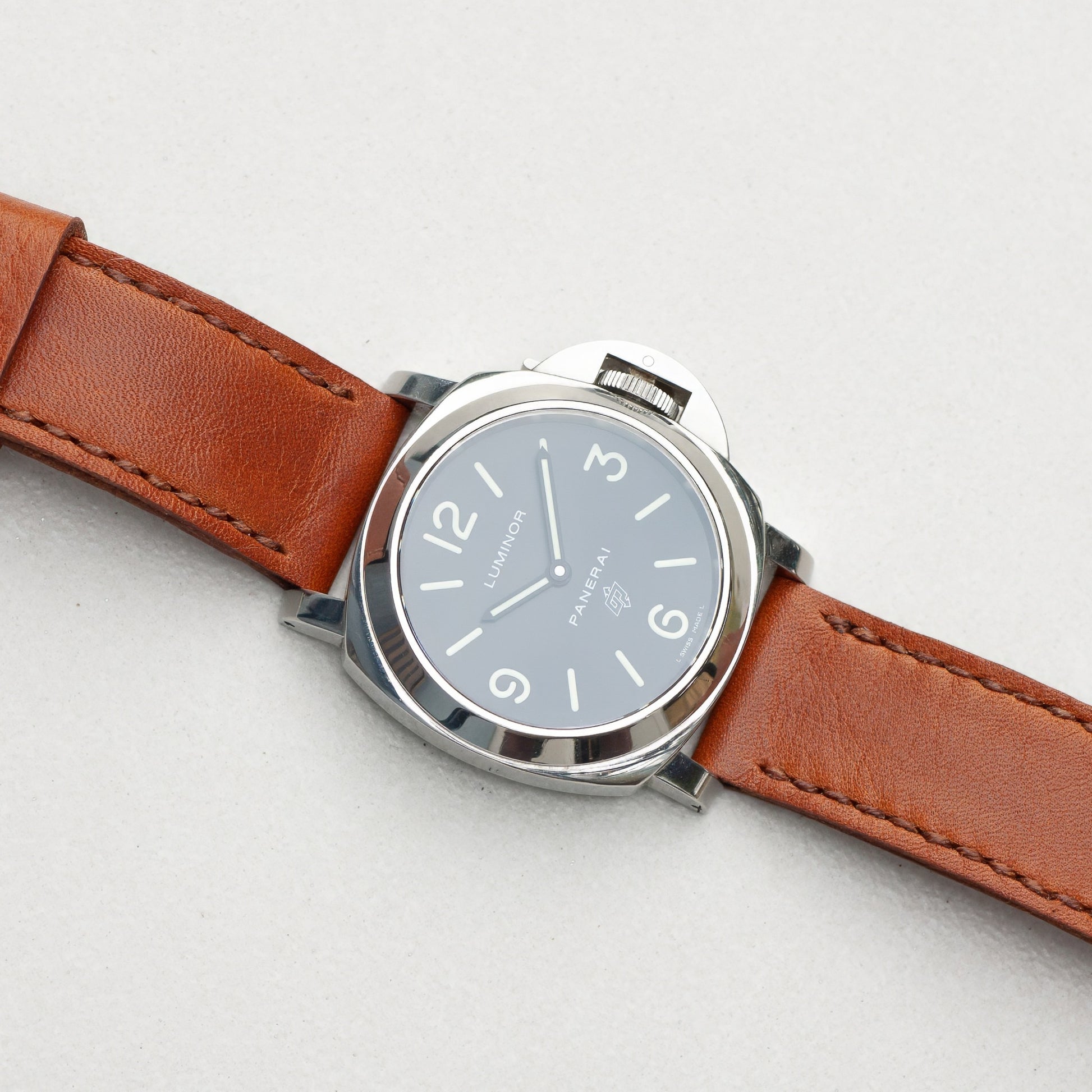 Panerai Luminor Zero on Russet leather strap with light brown stitching
