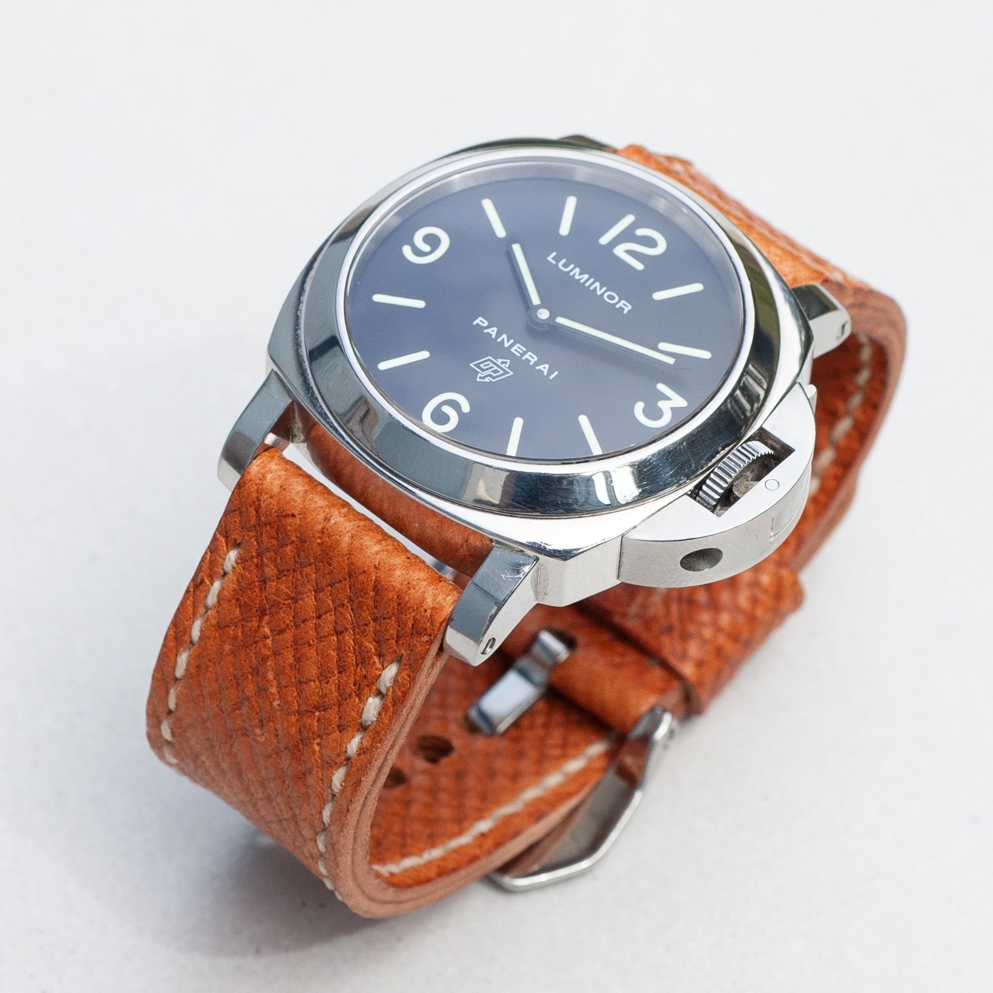 Panerai Luminor Zero on Russian Tan leather strap with natural stitching