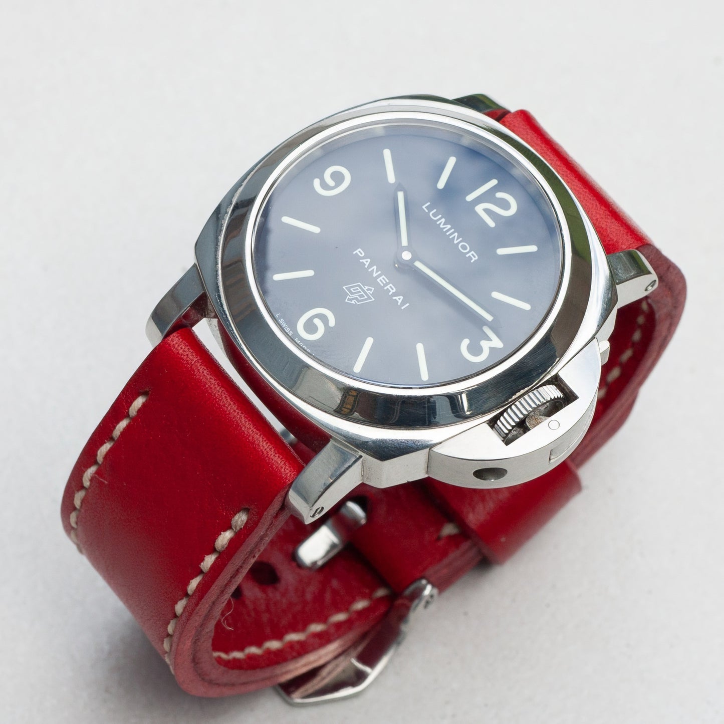 Panerai Luminor Zero on Scarlet leather strap with natural stitching