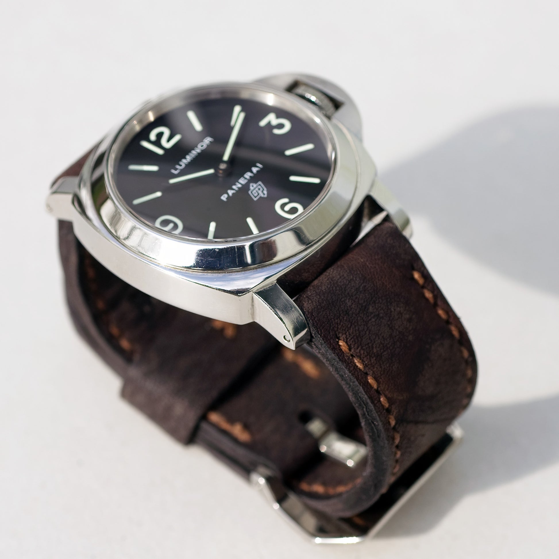 Panerai Luminor Zero on Shaman leather strap with buttersctoch stitching