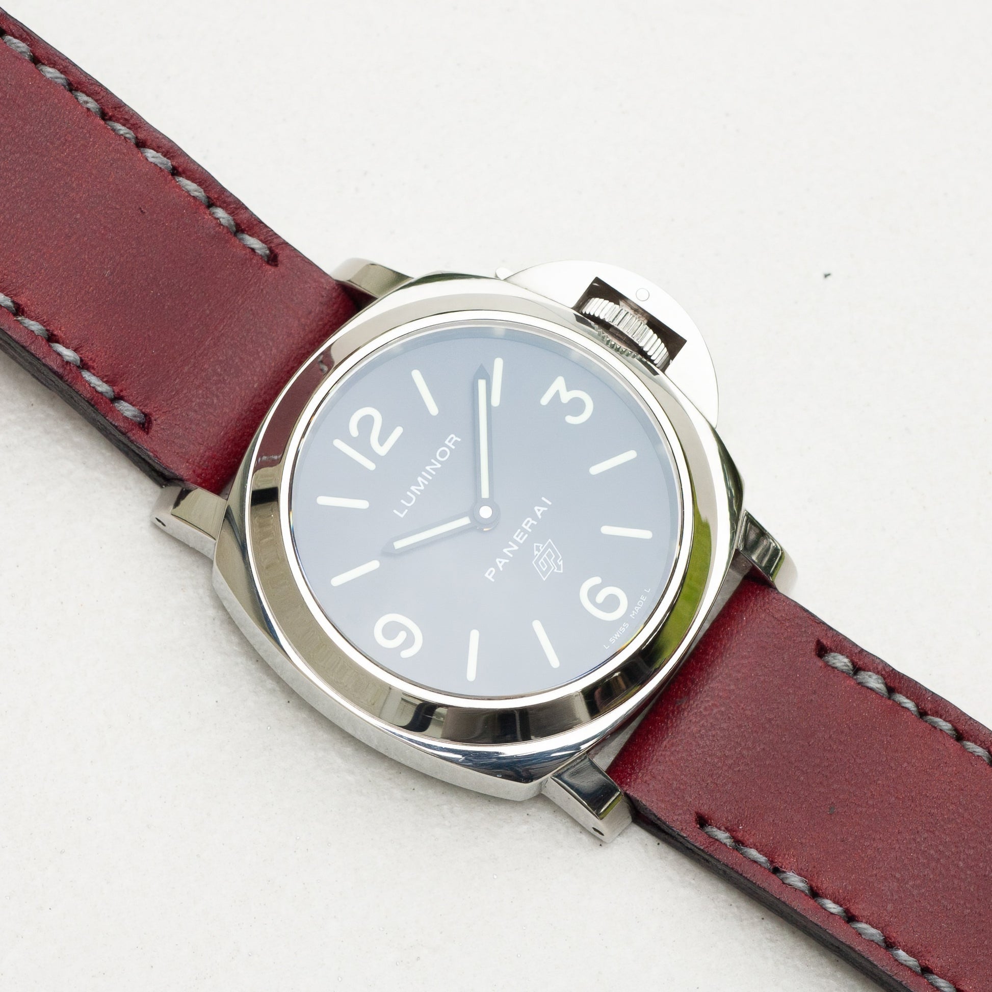 Panerai Luminor Zero on Tempest leather strap with grey stitching