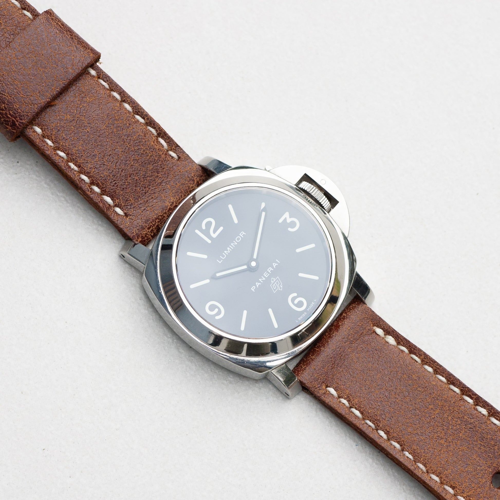 Panerai Luminor Zero on Tribe leather strap with white stitching
