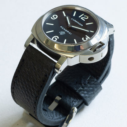 Panerai Luminor Zero on Vintage Black leather strap with black stitching