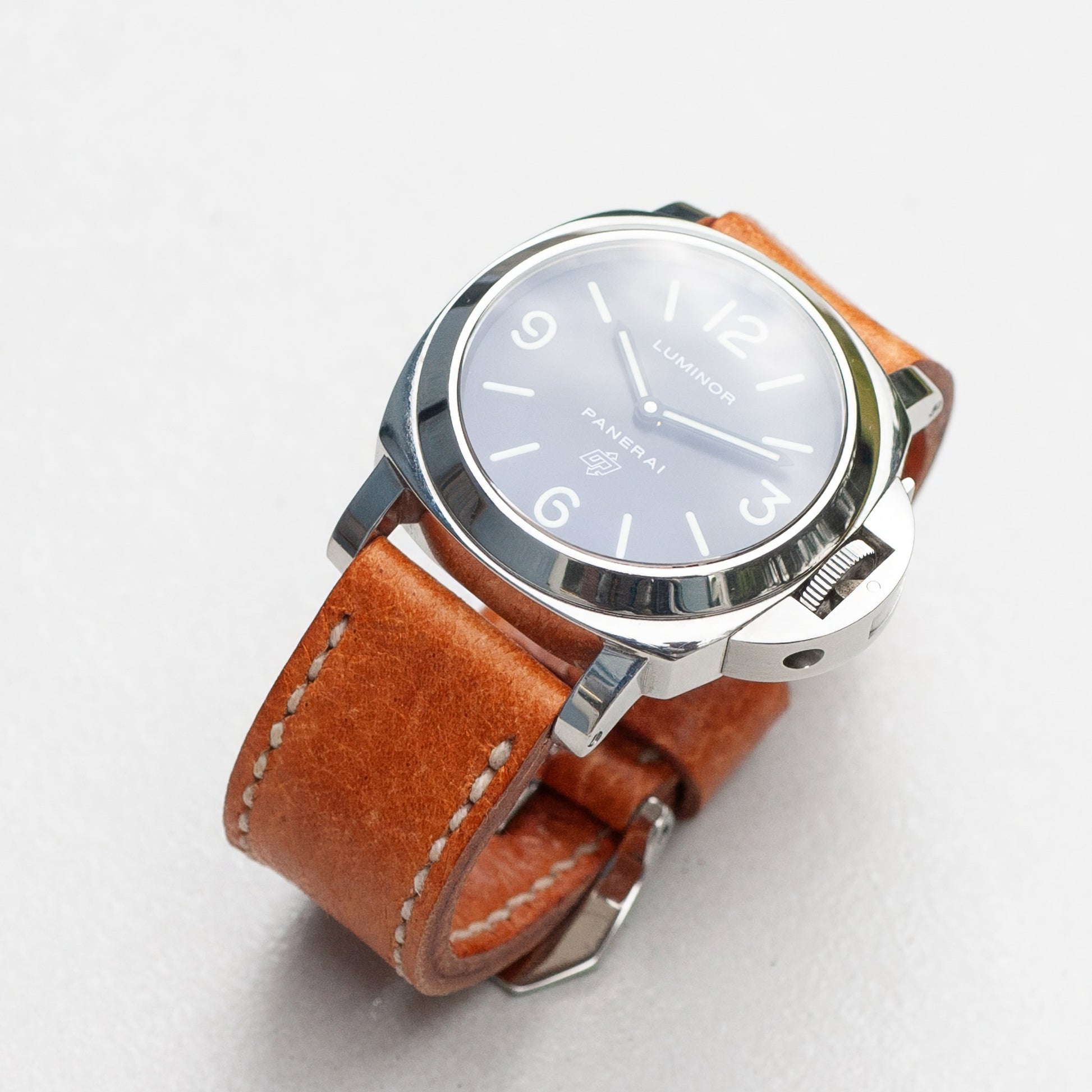 Panerai Luminor Zero on Vintage Stag leather strap with natural stitching