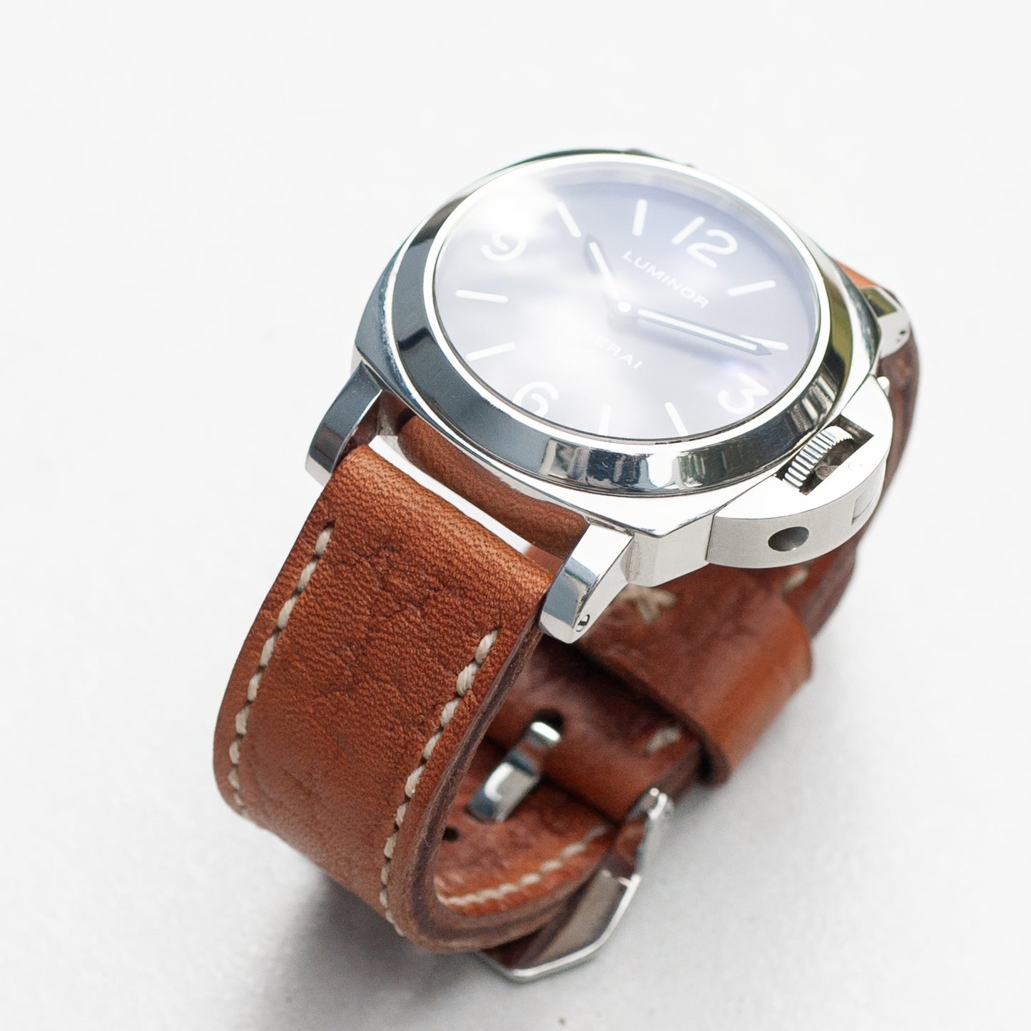 Panerai Luminor Zero on Walnut leather strap with natural stitching