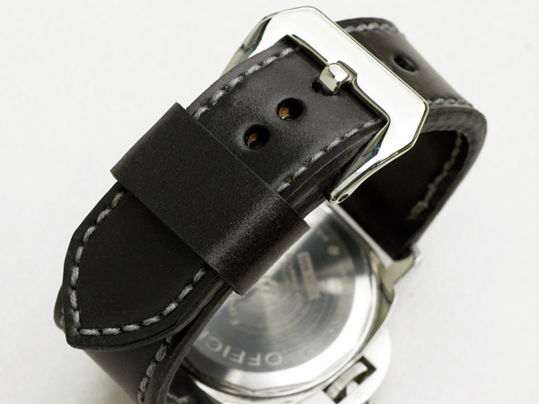 Black Horween shell cordovan watch strap by Toshi Straps