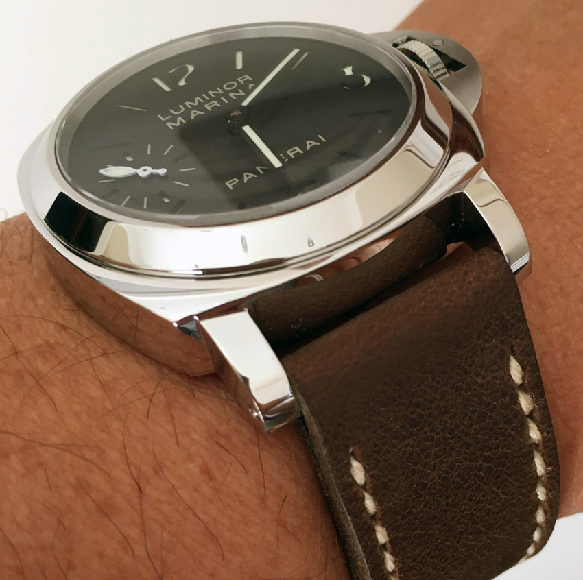 Panerai 111 on Cocoa leather with natural stitching. © Paul Newman