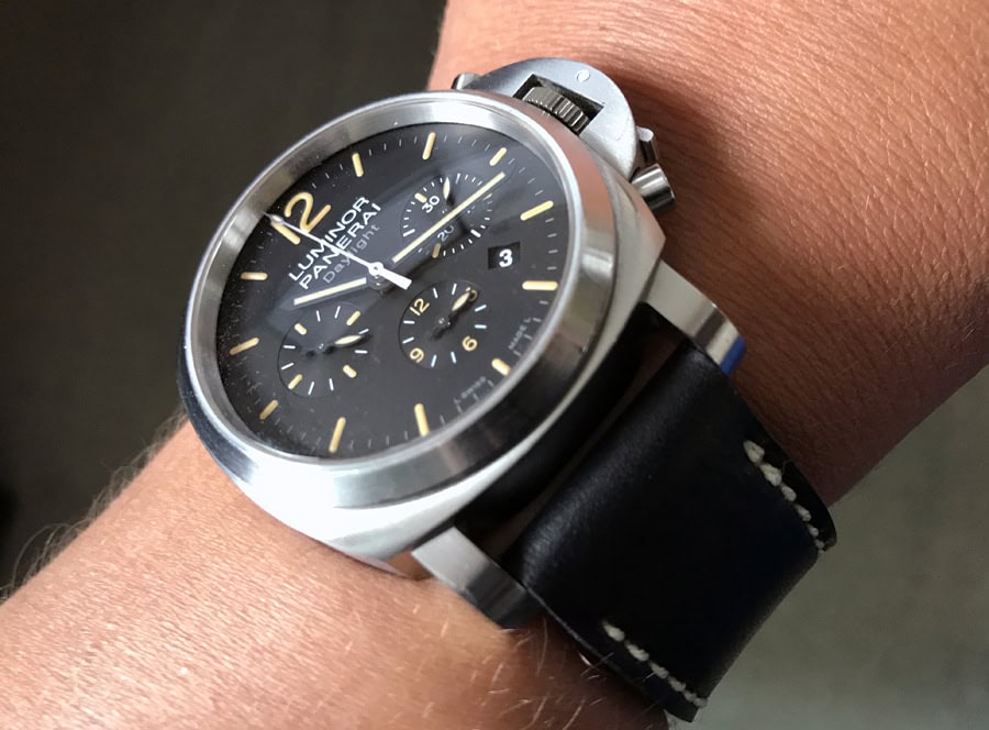 Panerai 356 on Nero leather with natural stitching. © Graham Maclachlan