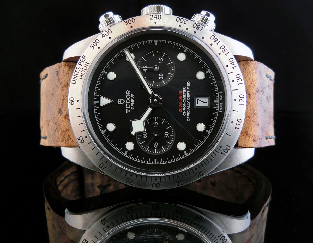 Tudor Black Bay Chronograph on Dark Kudu leather with black stitching. © Kimmo Nieminen