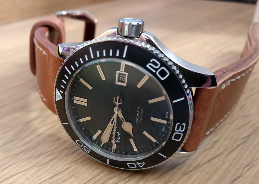 Christopher Ward Trident on Horween Derby leather with natural stitching. © Ian Firth