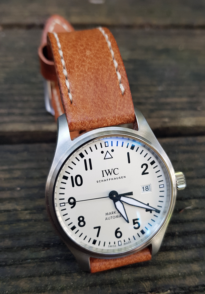 IWC Mark XVIII on Vintage Stag leather with natural stitching. © Marcus Brown