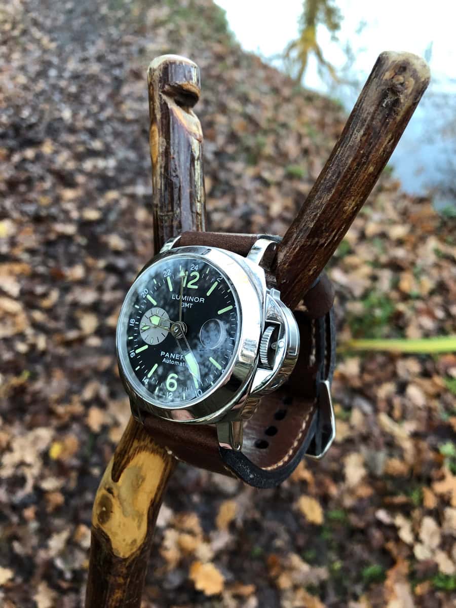 Panerai 88 on Horween Nut Brown leather with butterscotch stitching. © Francis Ayres