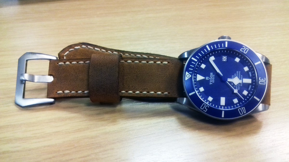 Tudor Pelagos on Old Timer leather with natural stitching. © David Palmer