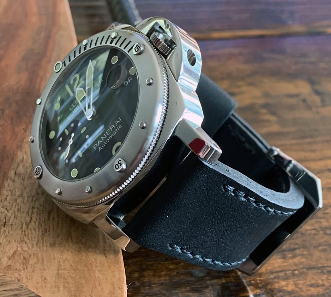 Panerai 1024 on Nero leather with black stitching. © Justin O'Reilly