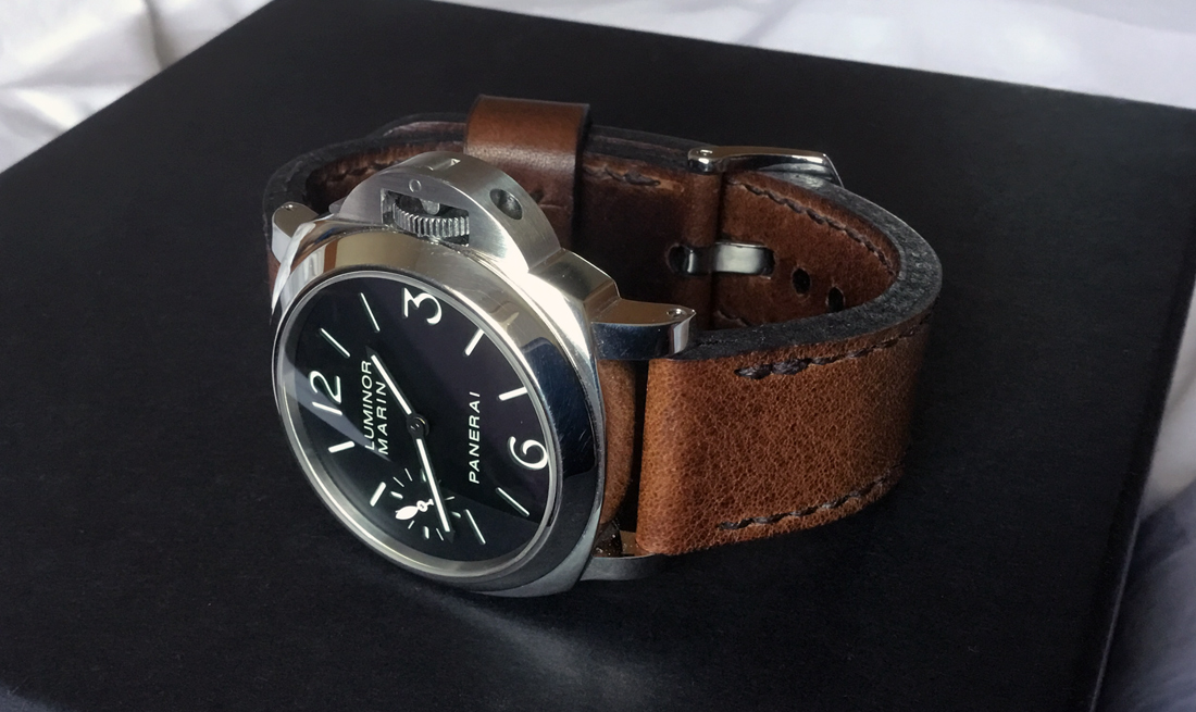 Panerai 111 on Horween Nut Brown leather with dark brown stitching. © John Whitfield