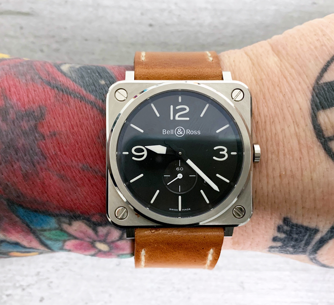 Bell & Ross Steel on Horween Derby leather with natural stitching. © Paul Hemmings