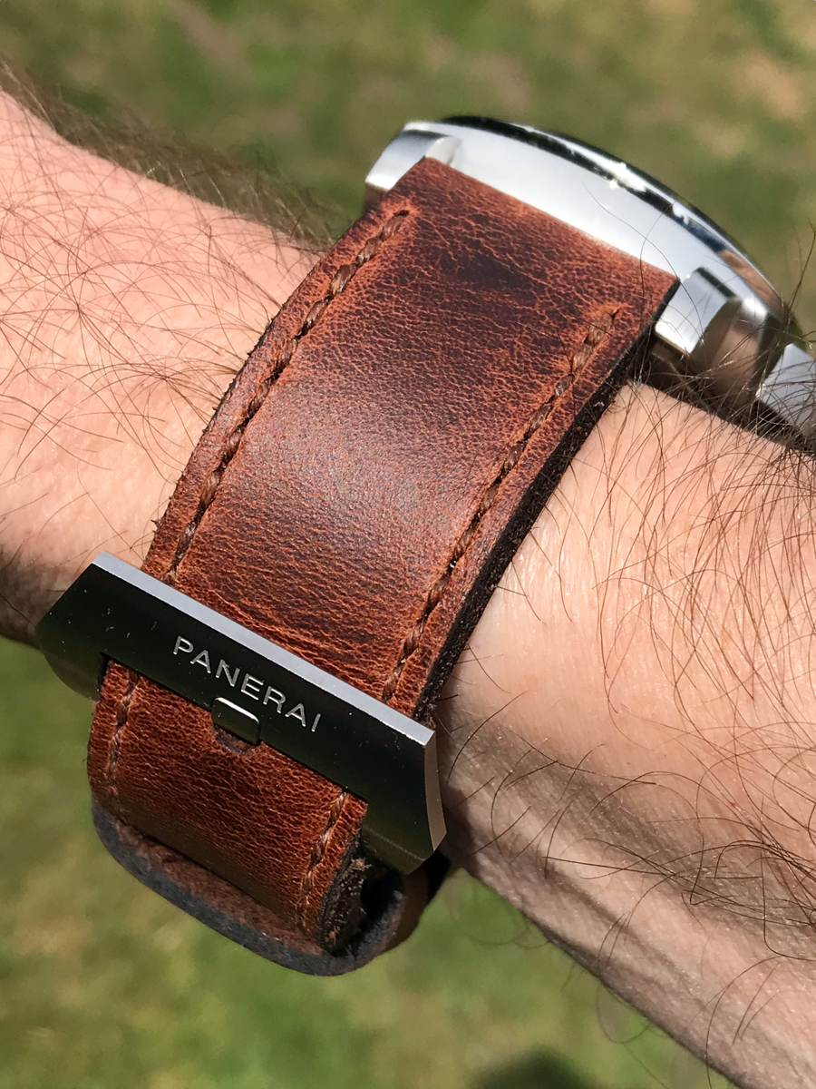 Panerai 312 on Phantom leather with light brown stitching. © Terry Wright