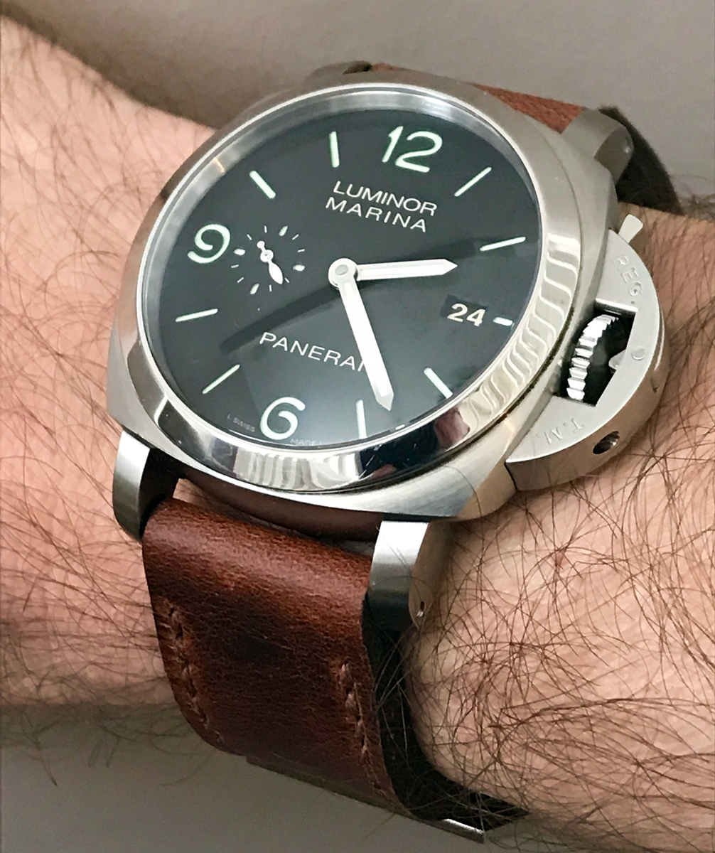 Panerai 312 on Phantom leather with light brown stitching. © Terry Wright