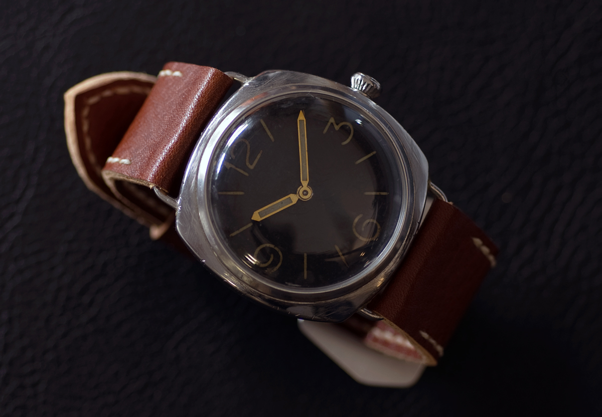 homage to Panerai 3646 on Burnt Sienna leather with natural stitching. © Richard Beard