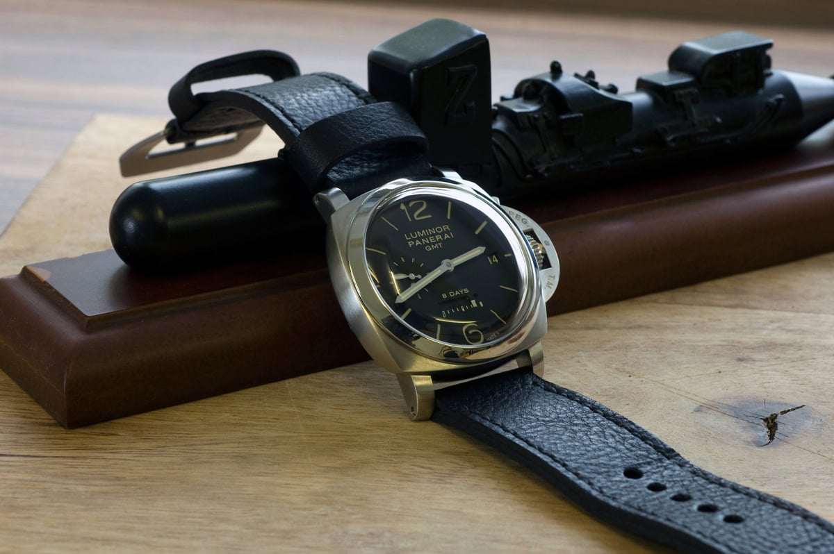 Panerai 233 on Raven leather with black stitching. © Richard Beard