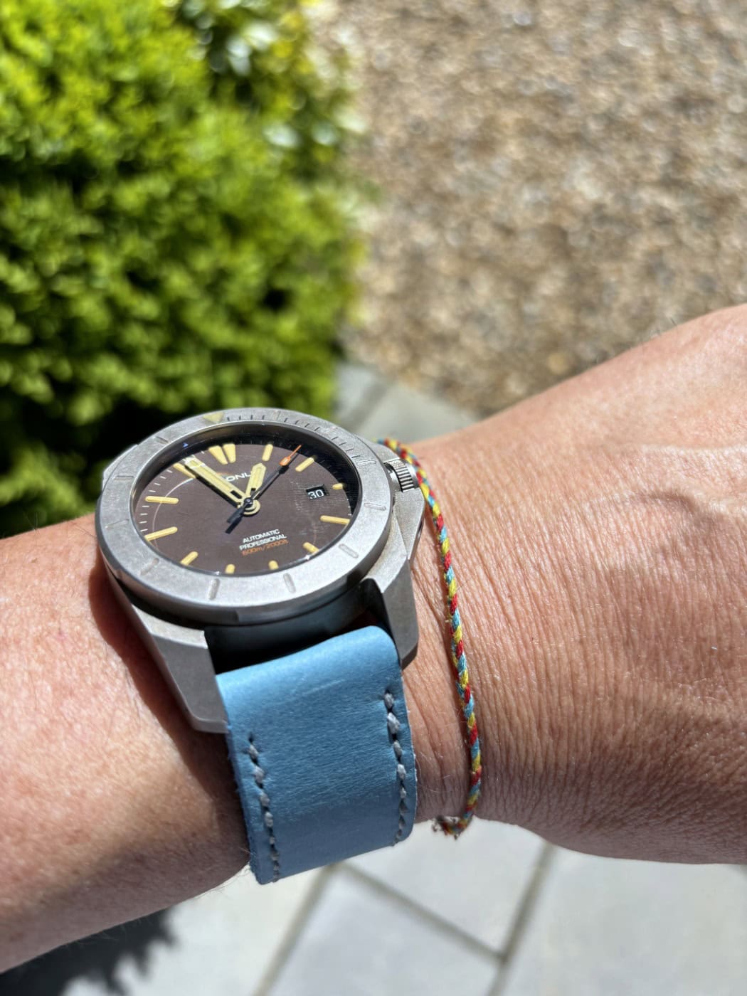 Cronus PR-03V on Sky Blue leather with grey stitching. © Anthony Mitchell