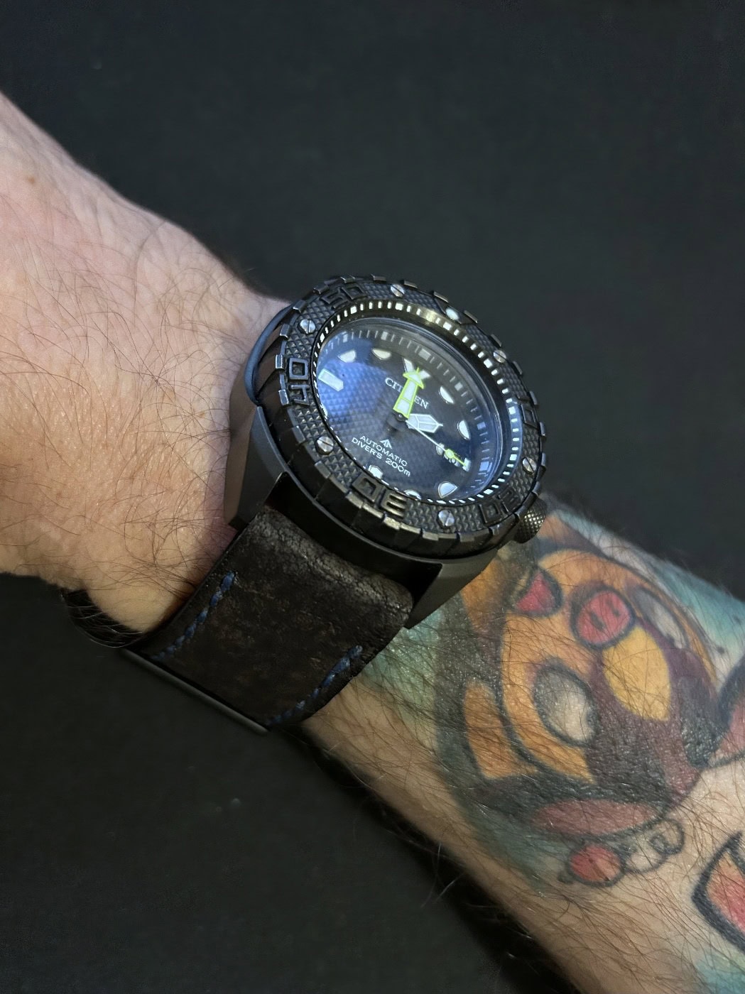 Citizen Divers on Shaman leather with royal blue stitching. © Jeremy Chastain