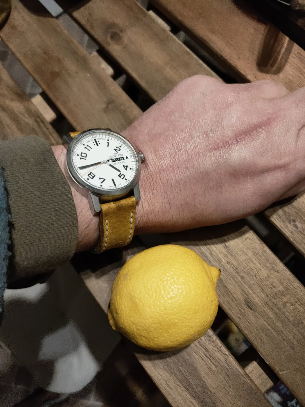 Fortis Spacematic on Ginger leather with natural stitching. © Tuncay Tatar