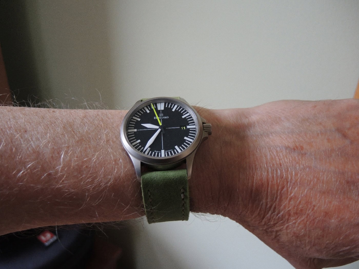 Damasko DK32 on Lime leather with olive drab stitching. © Brian Murray