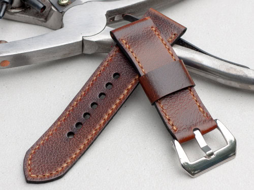 Panerai zero on Cerberus leather with butterscotch stitching. © Richard Beard