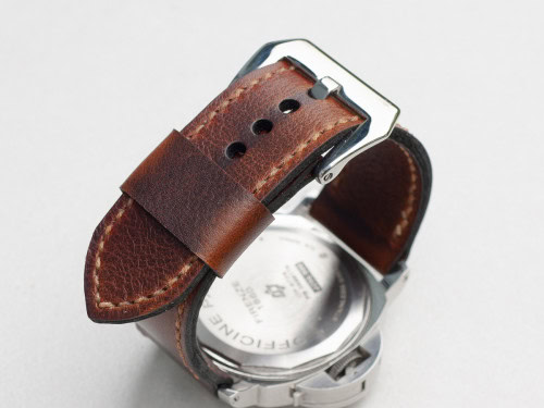 Panerai zero on Cerberus leather with butterscotch stitching. © Richard Beard