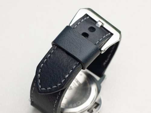Panerai zero on Sapphire leather with greystitching. © Richard Beard