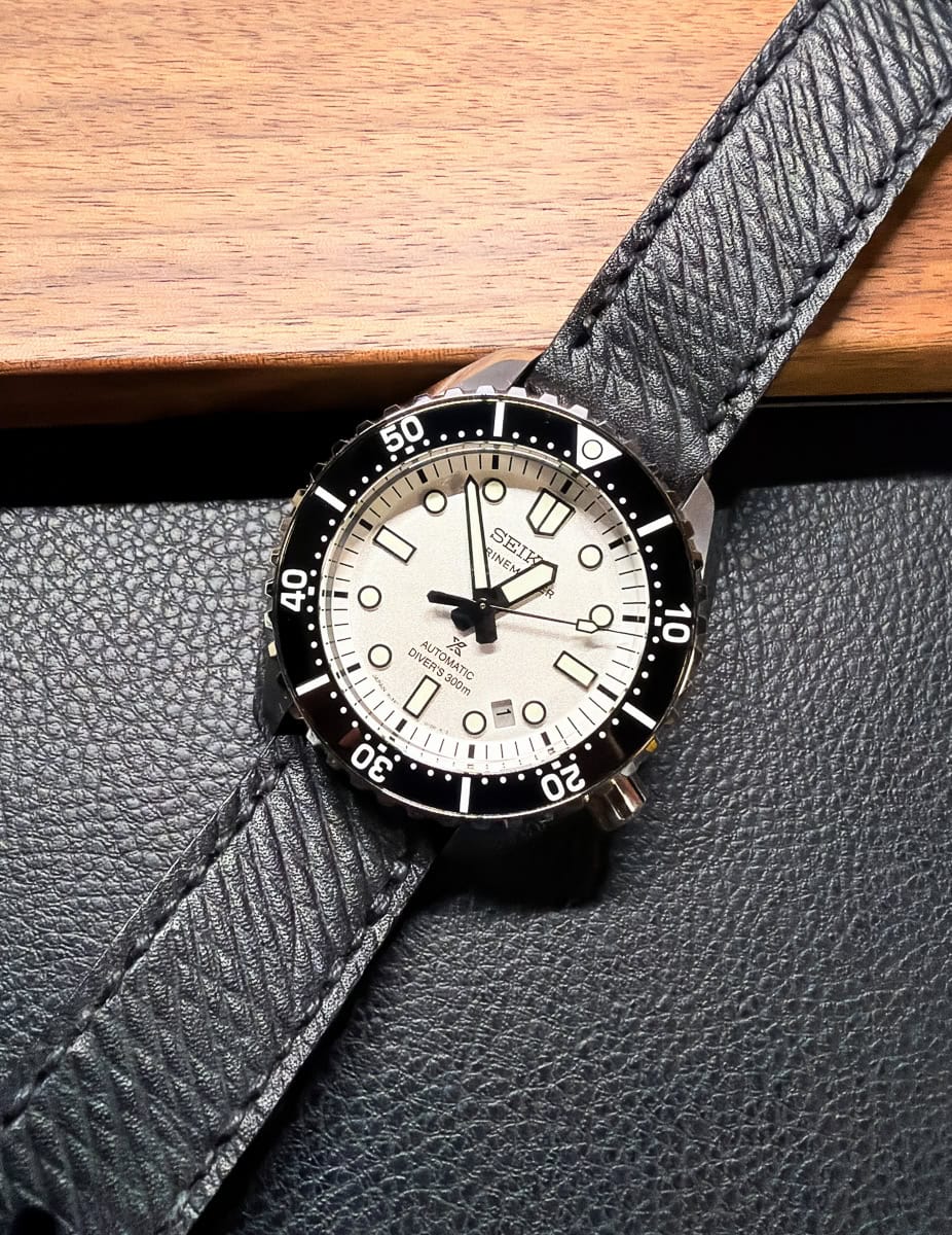 Seiko MM 300 on Vintage Black leather with black stitching. © Yoshiyuki Harada